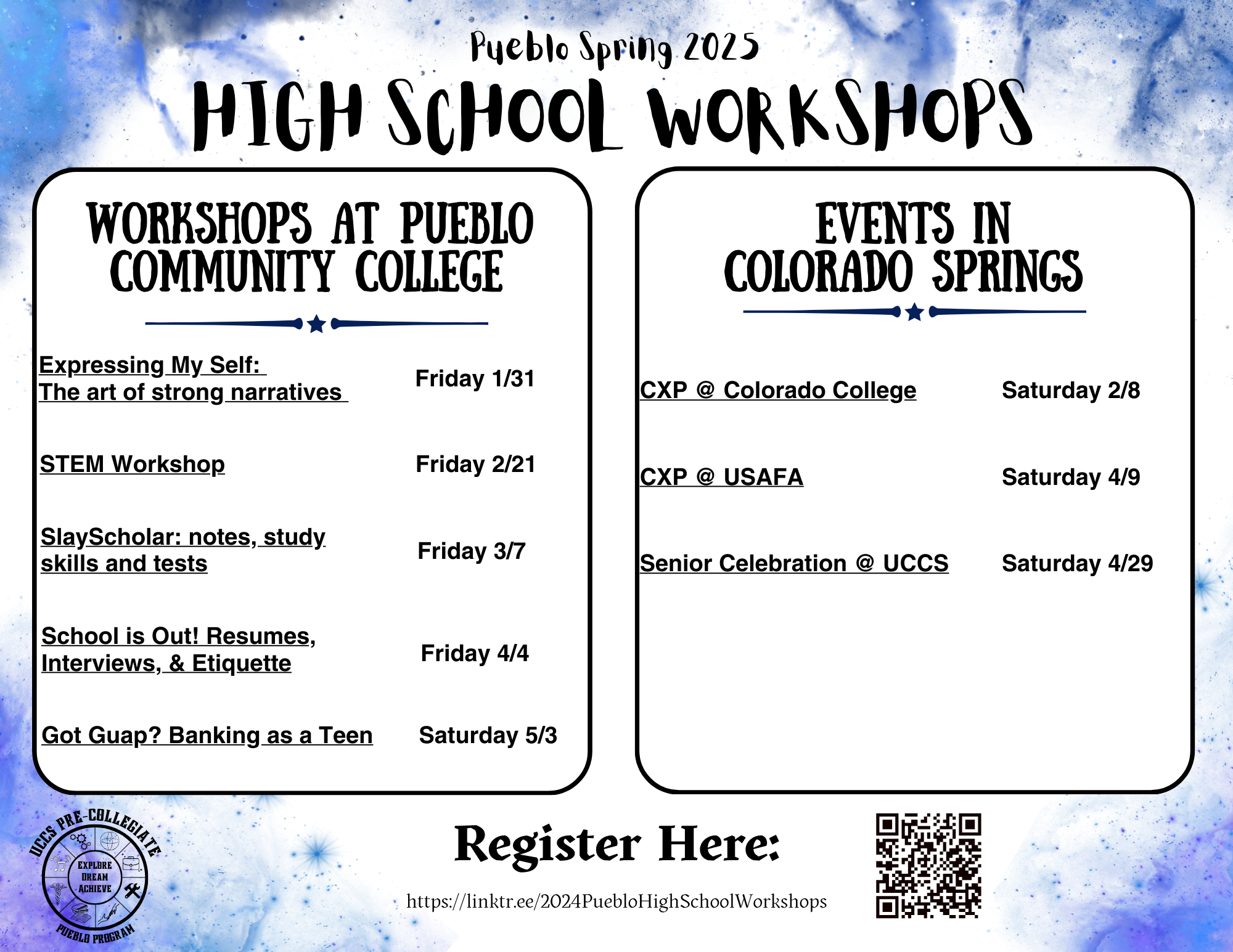 Pueblo Spring 2025 HS Workshops