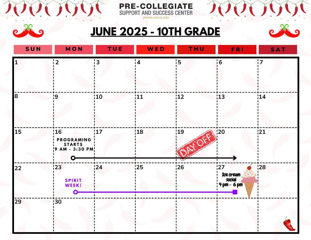 10th Grade Calendar