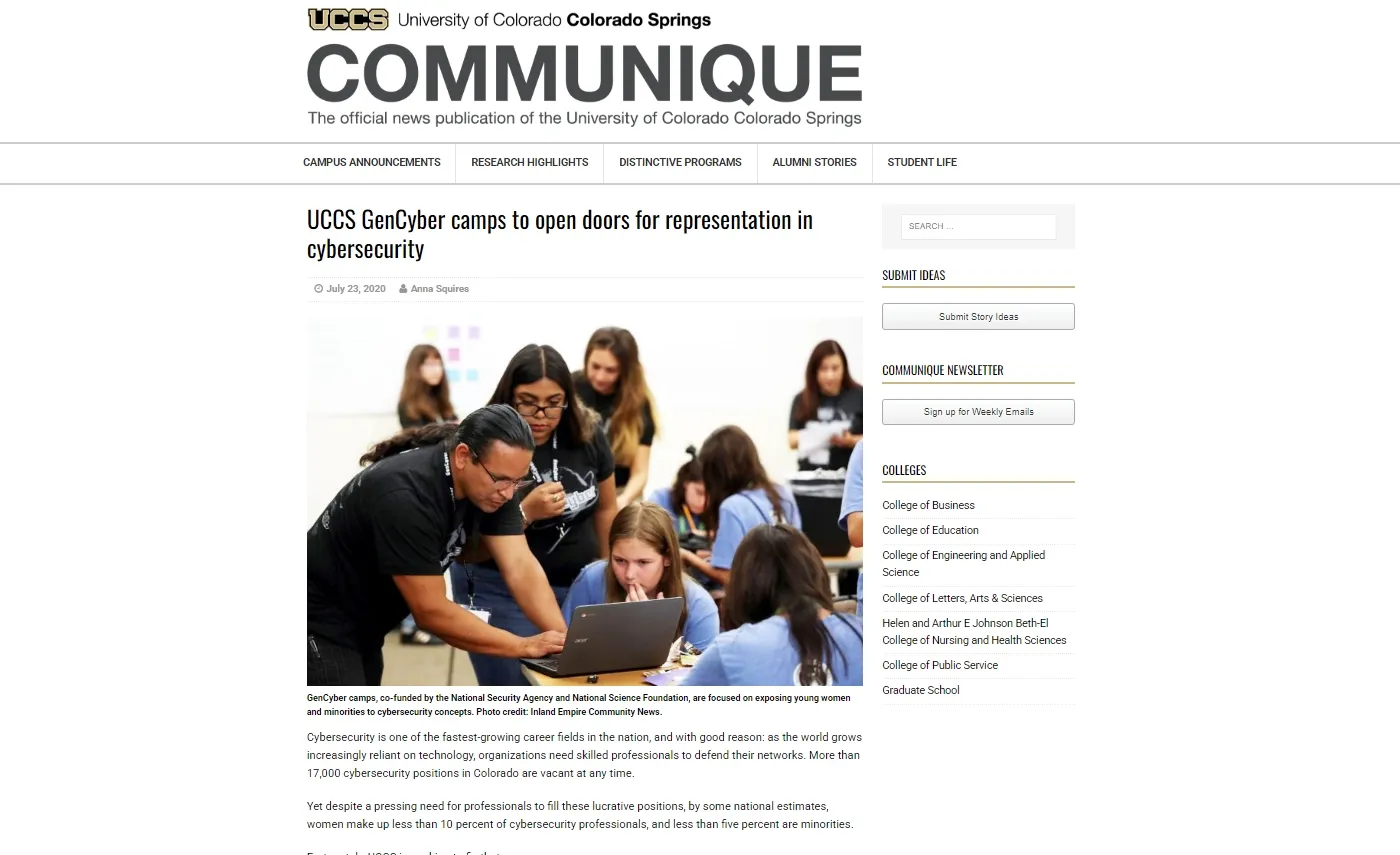 Communique page for the geocyber program