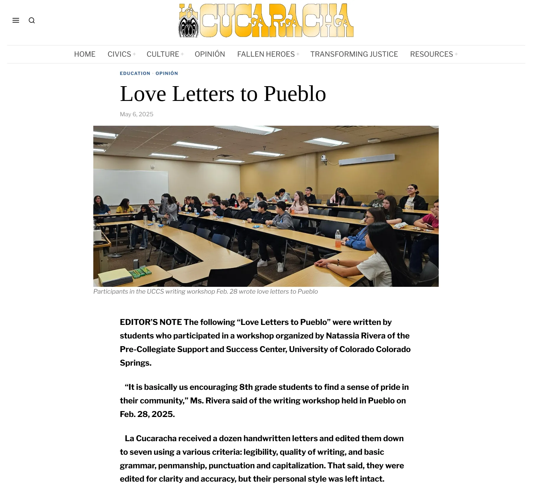 Love Letters to Pueblo - La Cucaracha